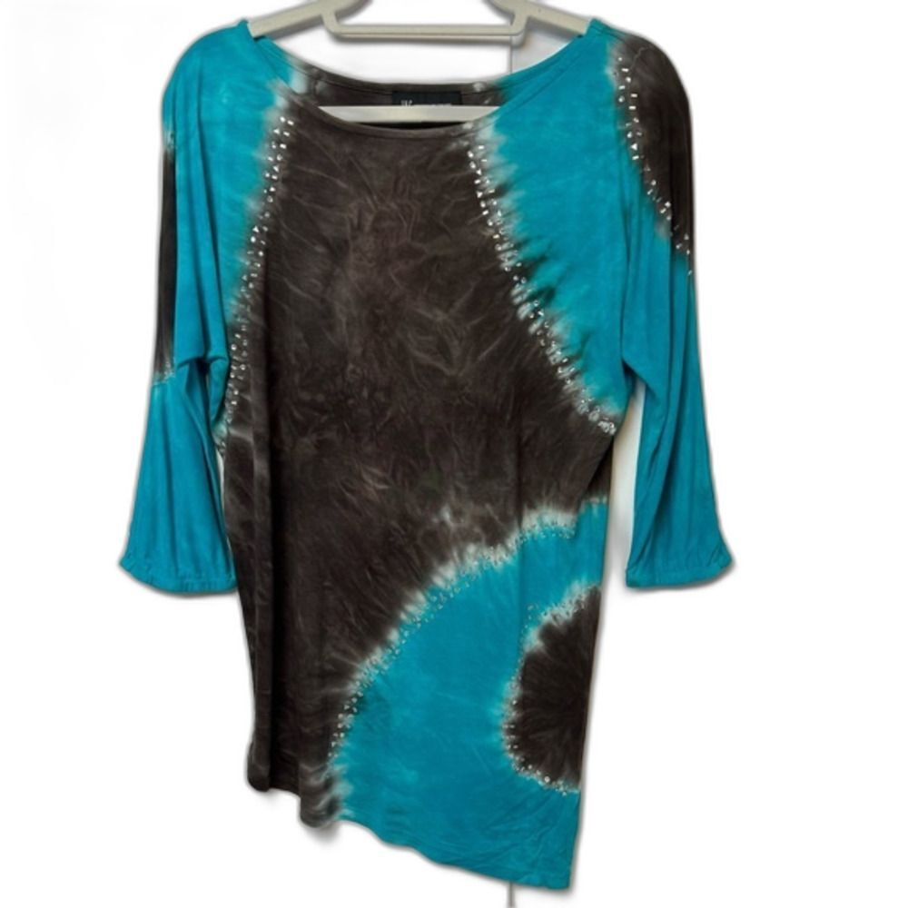 INC International Concepts Ombre Embellished Long Sleeve Top Size S